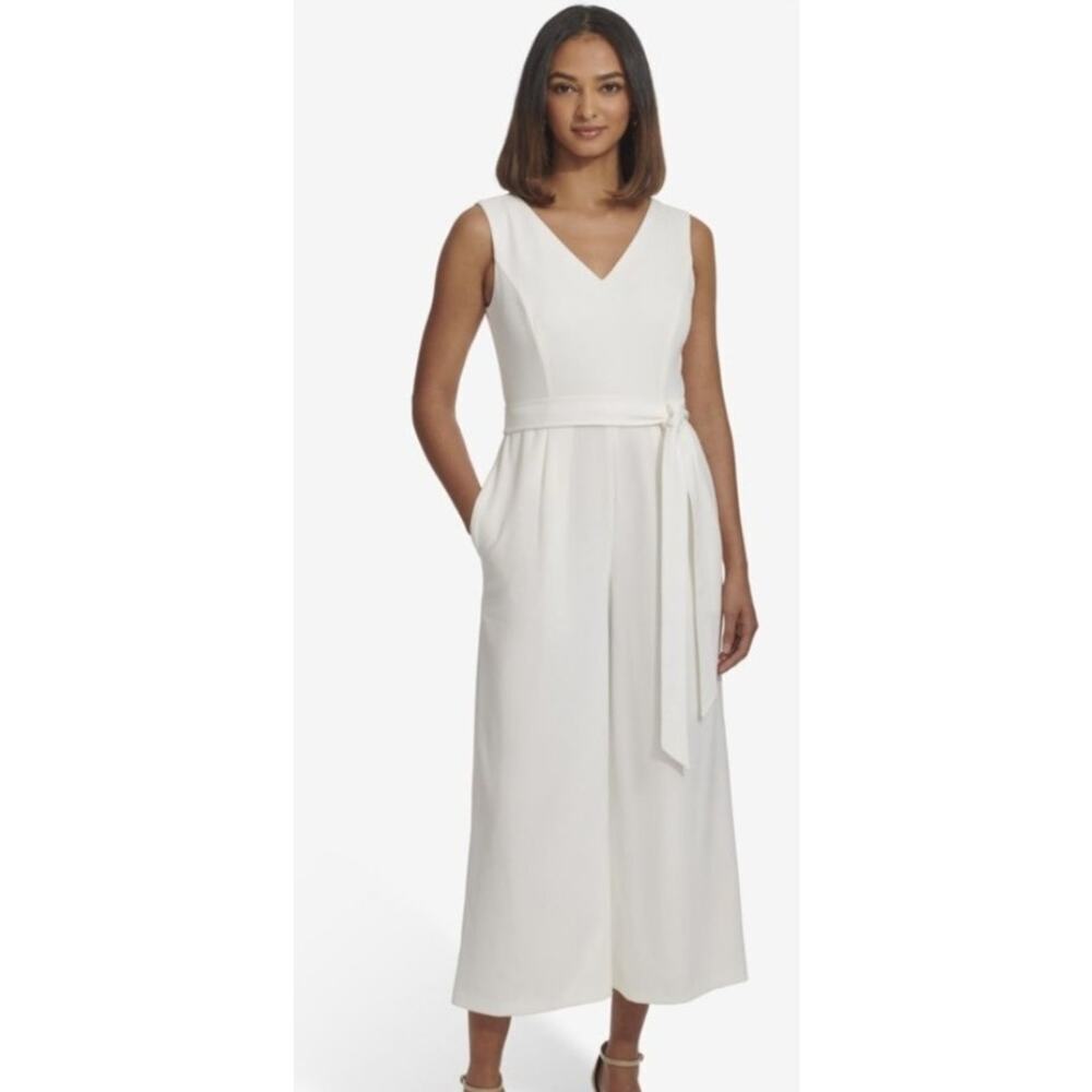 Andrew Marc sleeveless wide leg ladies jumpsuit Ivory size 6 wedding resort wear - Picture 1 of 9